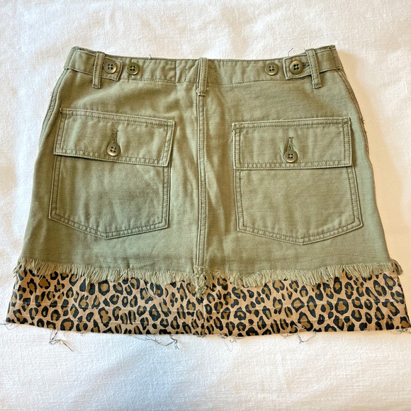 R13 Women's Utility Camp Fatigue Olive Skirt with Leopard Accent Women's Size 25 - Picture 3 of 7